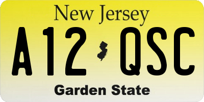 NJ license plate A12QSC