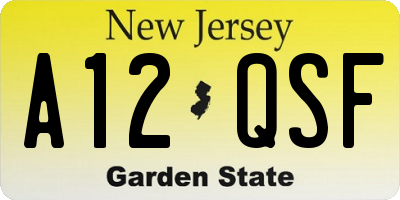 NJ license plate A12QSF