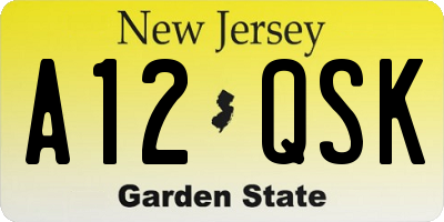 NJ license plate A12QSK
