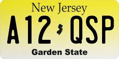 NJ license plate A12QSP