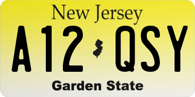 NJ license plate A12QSY