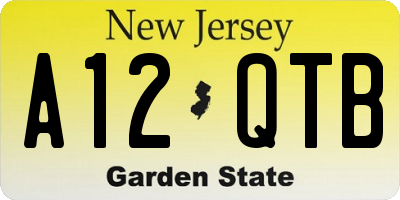 NJ license plate A12QTB