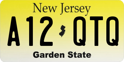 NJ license plate A12QTQ
