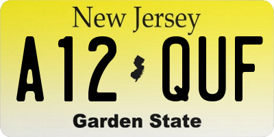 NJ license plate A12QUF