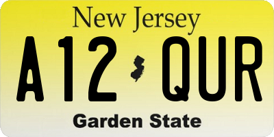 NJ license plate A12QUR