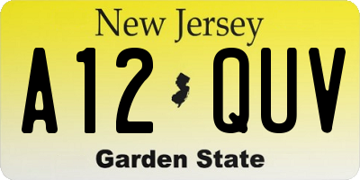 NJ license plate A12QUV