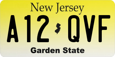 NJ license plate A12QVF