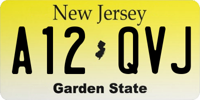 NJ license plate A12QVJ