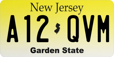 NJ license plate A12QVM