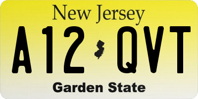 NJ license plate A12QVT