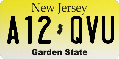 NJ license plate A12QVU