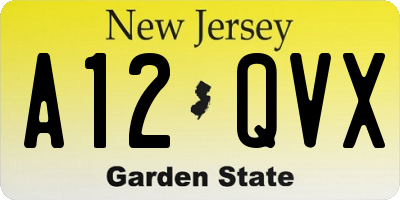 NJ license plate A12QVX