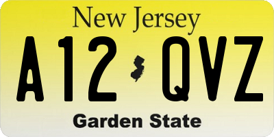 NJ license plate A12QVZ