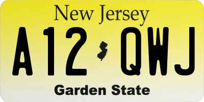 NJ license plate A12QWJ