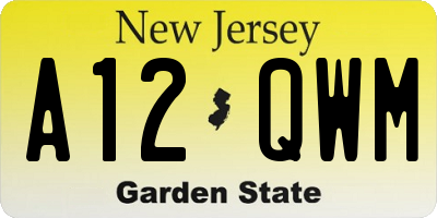 NJ license plate A12QWM
