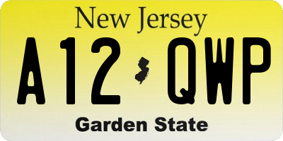NJ license plate A12QWP
