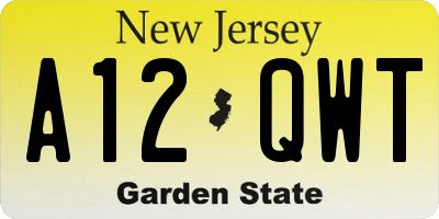 NJ license plate A12QWT