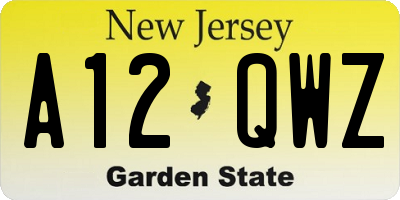 NJ license plate A12QWZ