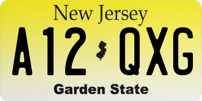 NJ license plate A12QXG
