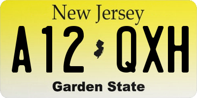 NJ license plate A12QXH