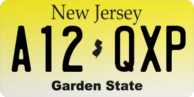 NJ license plate A12QXP