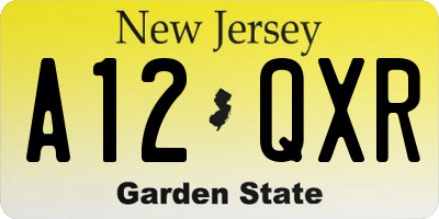 NJ license plate A12QXR