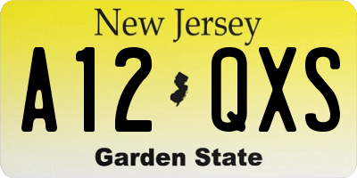 NJ license plate A12QXS