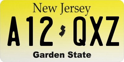 NJ license plate A12QXZ