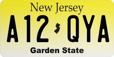 NJ license plate A12QYA