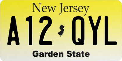 NJ license plate A12QYL