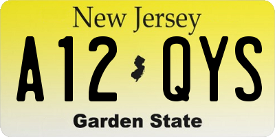 NJ license plate A12QYS