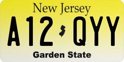 NJ license plate A12QYY