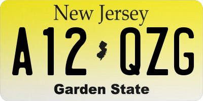 NJ license plate A12QZG