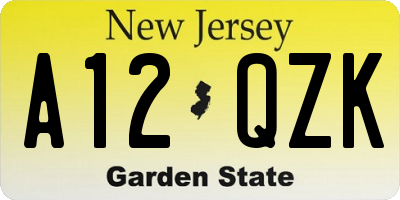 NJ license plate A12QZK