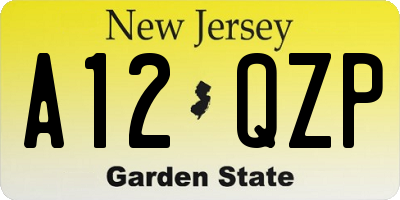 NJ license plate A12QZP