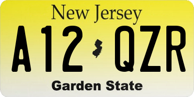 NJ license plate A12QZR