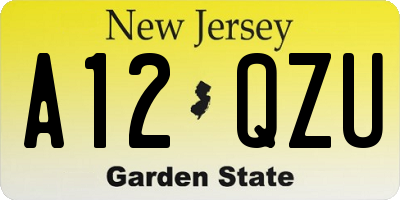 NJ license plate A12QZU