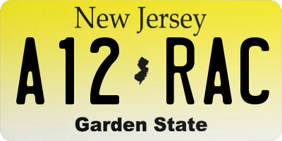 NJ license plate A12RAC
