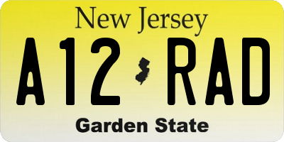 NJ license plate A12RAD