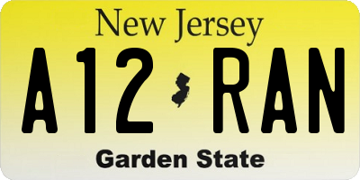 NJ license plate A12RAN