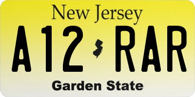 NJ license plate A12RAR