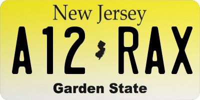 NJ license plate A12RAX