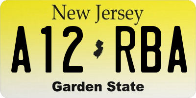 NJ license plate A12RBA