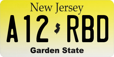 NJ license plate A12RBD