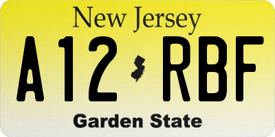 NJ license plate A12RBF
