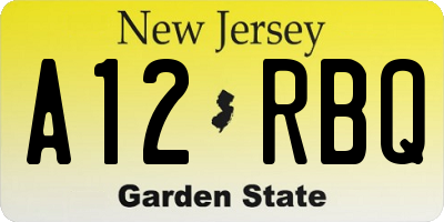 NJ license plate A12RBQ