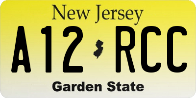 NJ license plate A12RCC