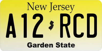 NJ license plate A12RCD