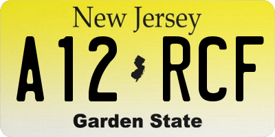 NJ license plate A12RCF