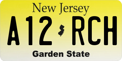 NJ license plate A12RCH
